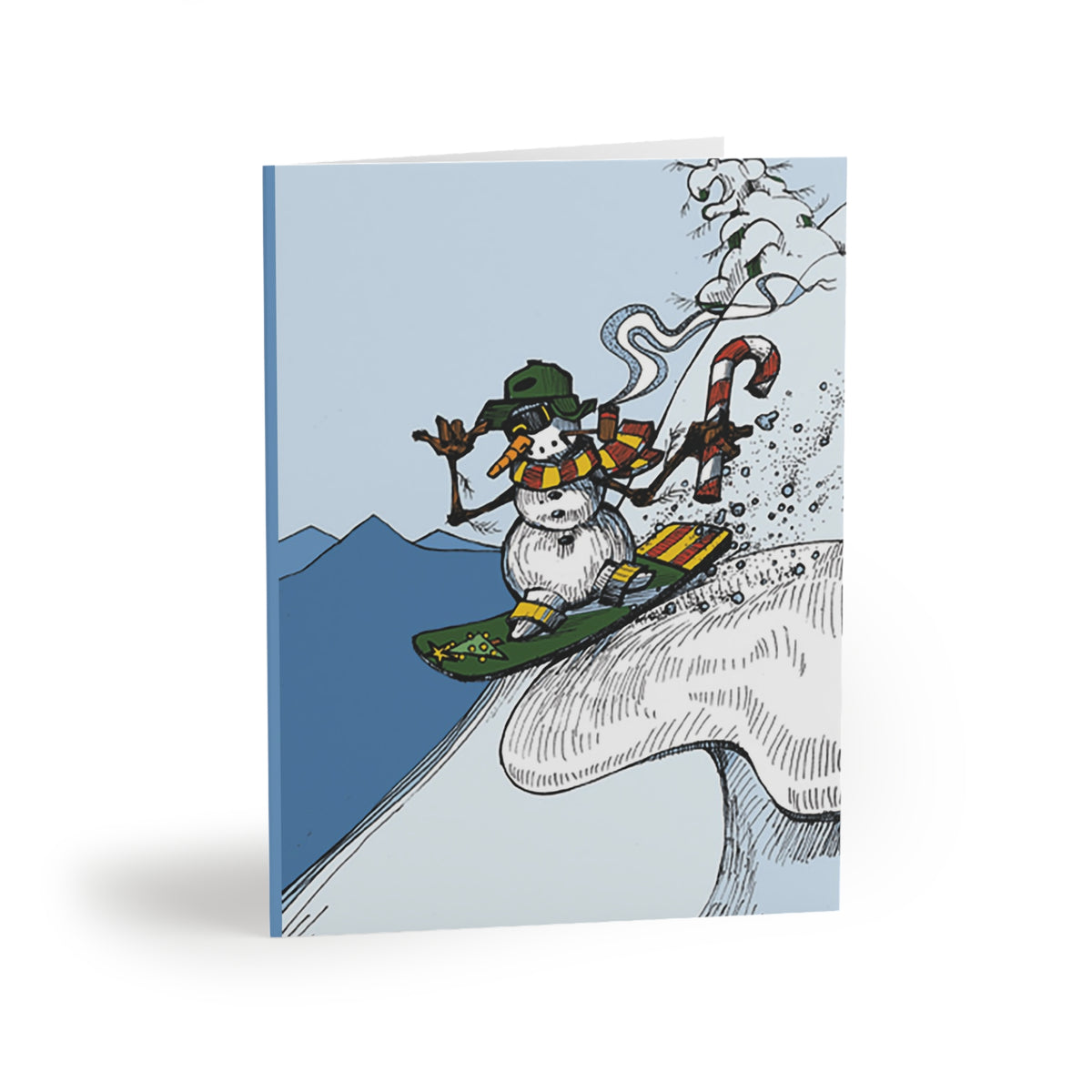 Snowboarding Snowman Holiday Greeting Cards