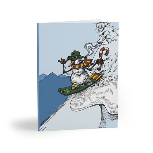 Snowboarding Snowman Holiday Greeting Cards