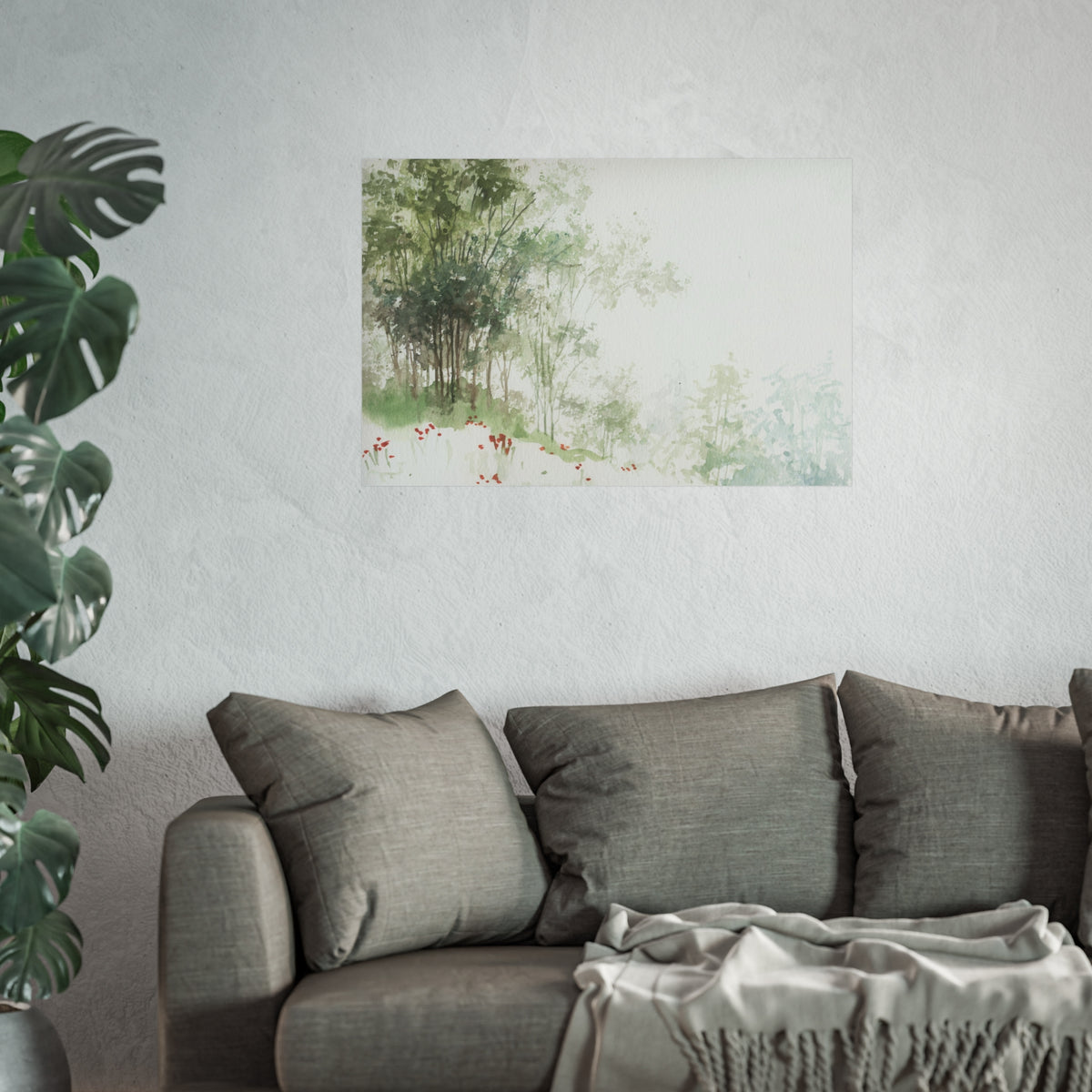 Serene Woodland Watercolor Fine Art Poster
