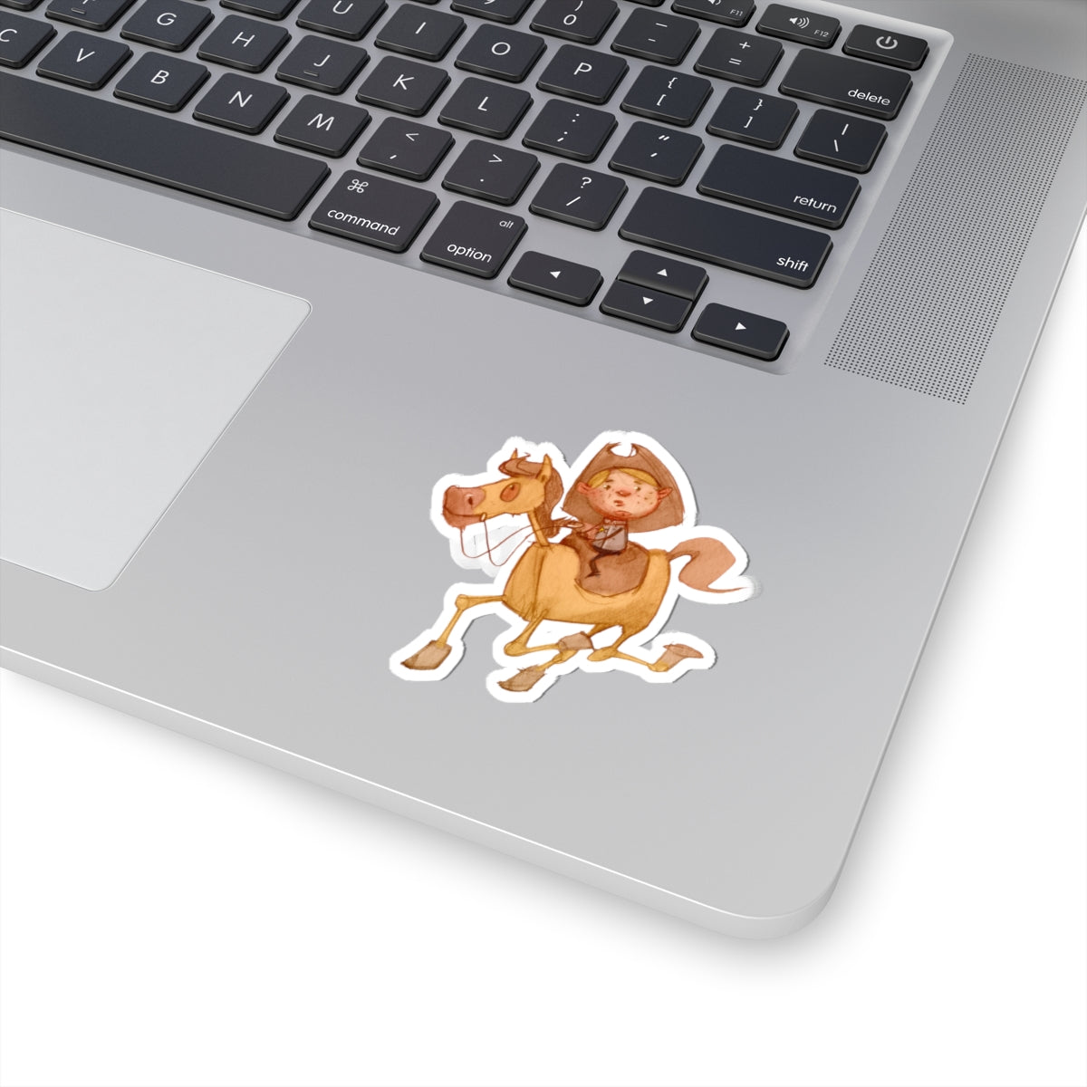 Cowboy Kid on Horse Sticker — Cute Western Kiss-Cut Vinyl Decal for Laptops & Water Bottles