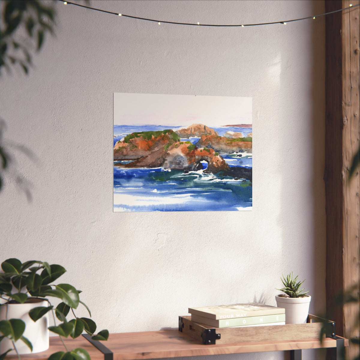 Coastal Arch Watercolor Fine Art Poster — Ocean Landscape Print