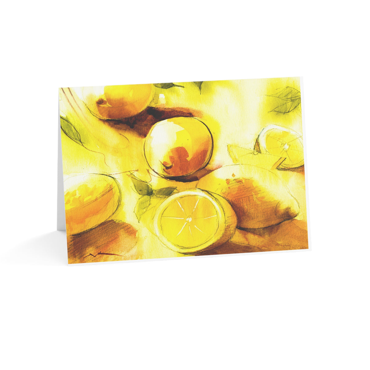 Citrus Watercolor Greeting Cards — Blank Folded Note Cards (Pack of 1/10/30/50)