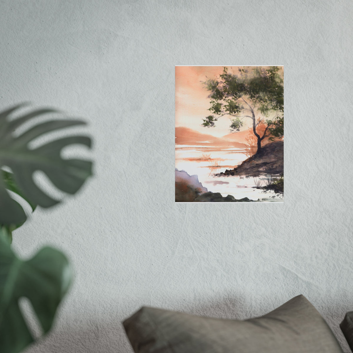 Sunset Lake Watercolor Print — Fine Art Poster