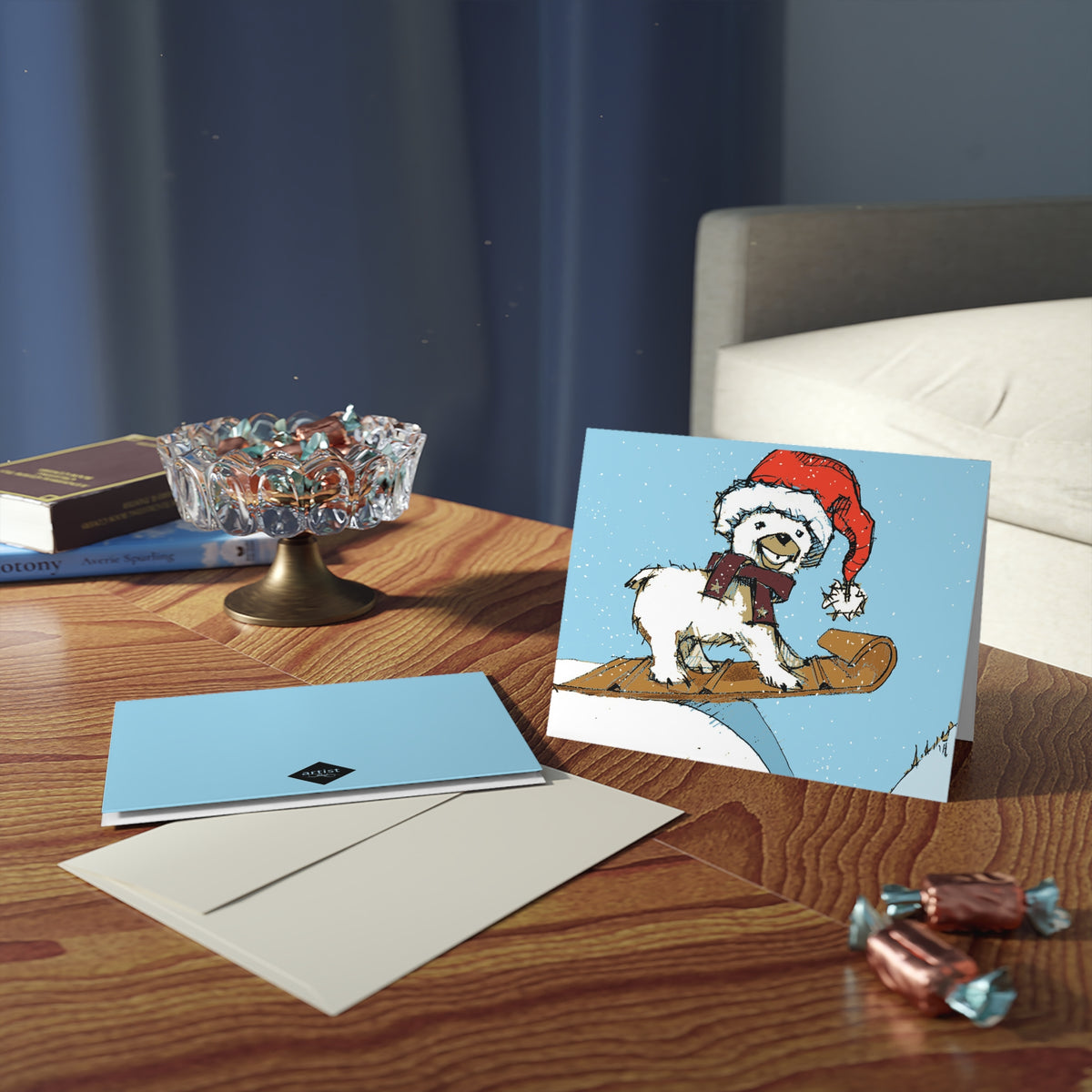 Funny Skiing Polar Bear Christmas Greeting Cards