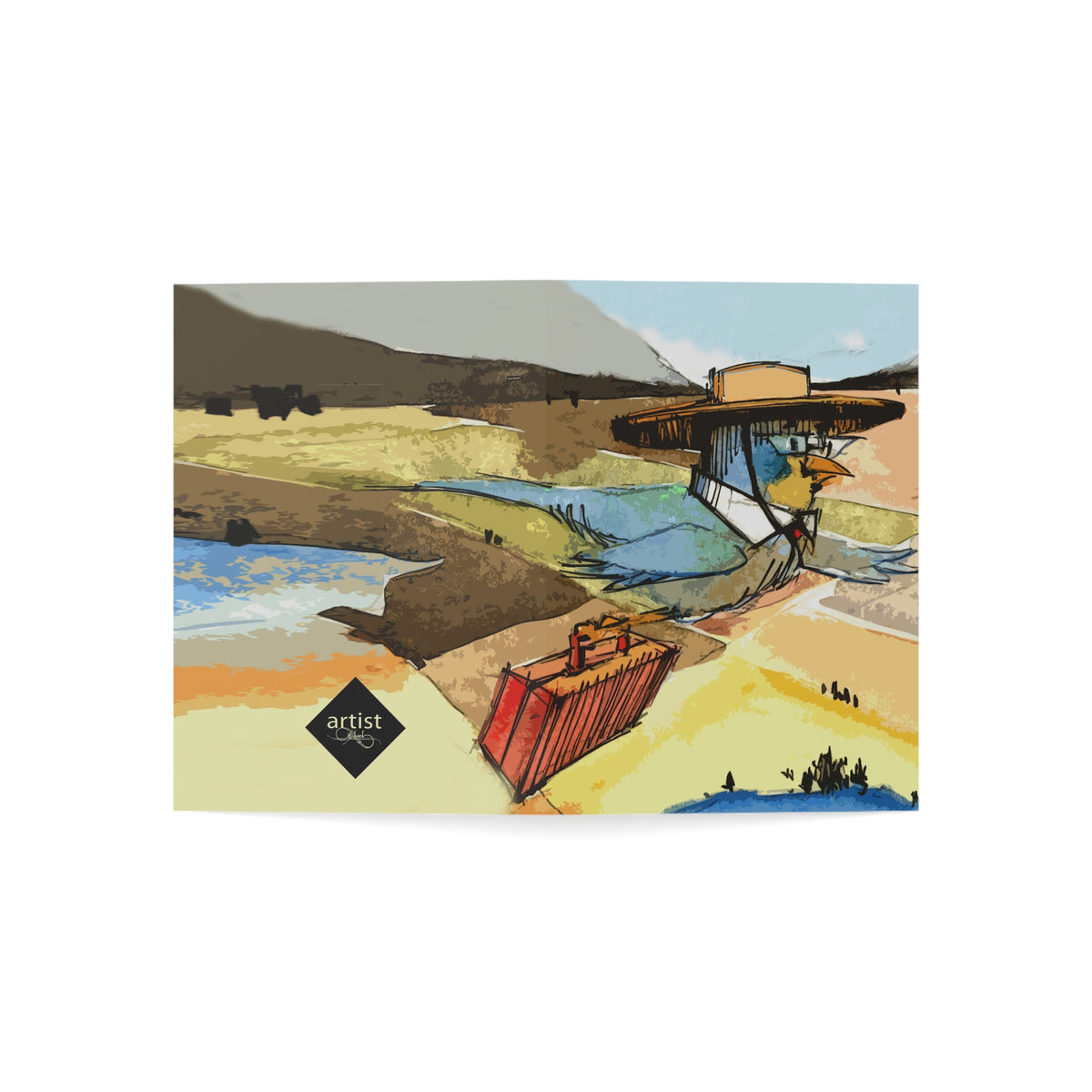 Scenic Bird Illustration Greeting Cards — Pack of 1/10/30/50