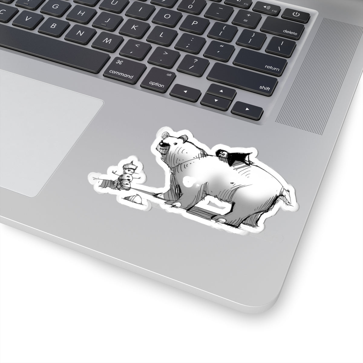Whimsical Bear and Tiny Friend Kiss-Cut Sticker