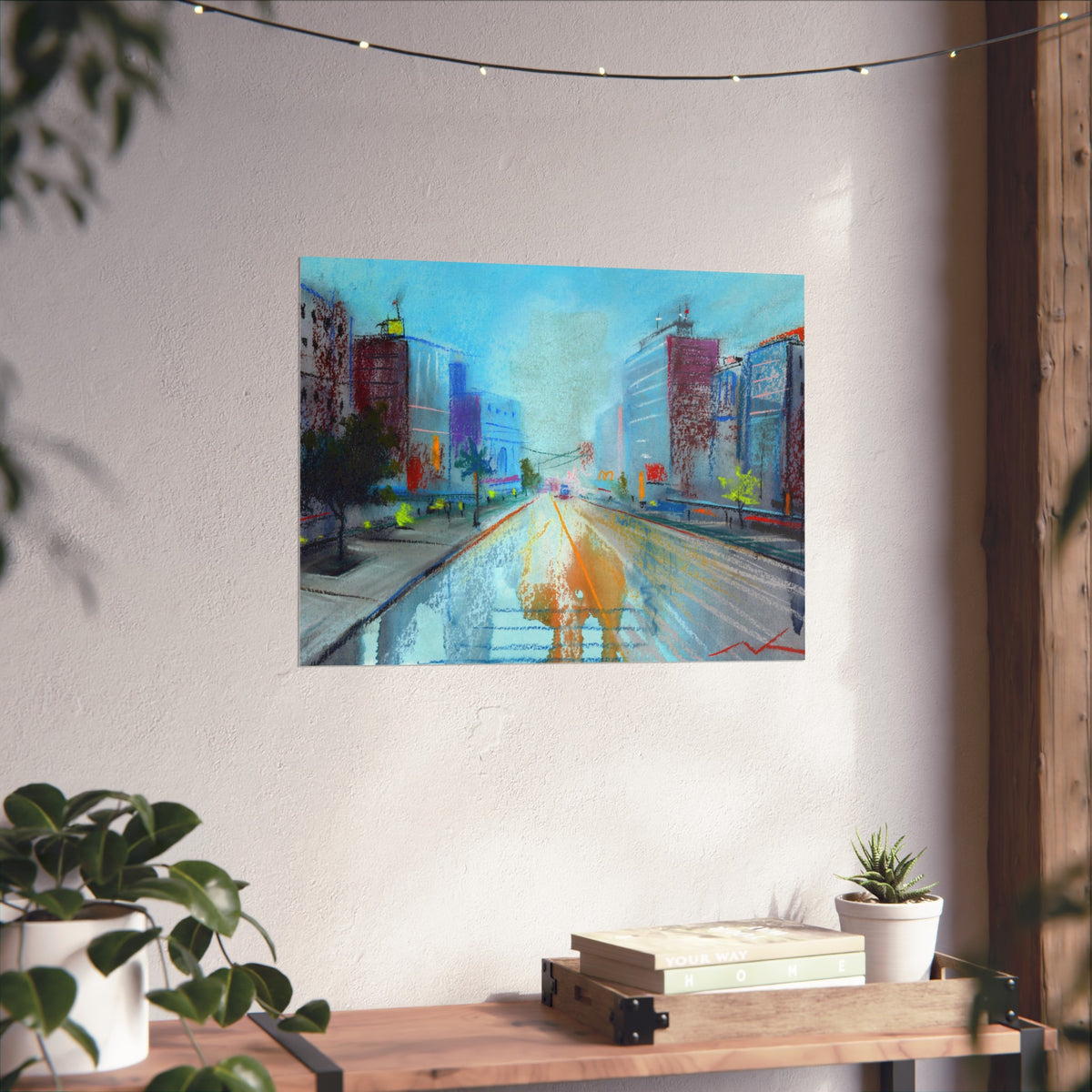 Cityscape Fine Art Poster — Vibrant Urban Street Scene Wall Art
