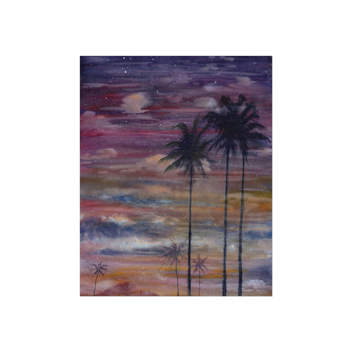 Sunset Palm Fine Art Poster — Tropical Coastal Wall Art Print