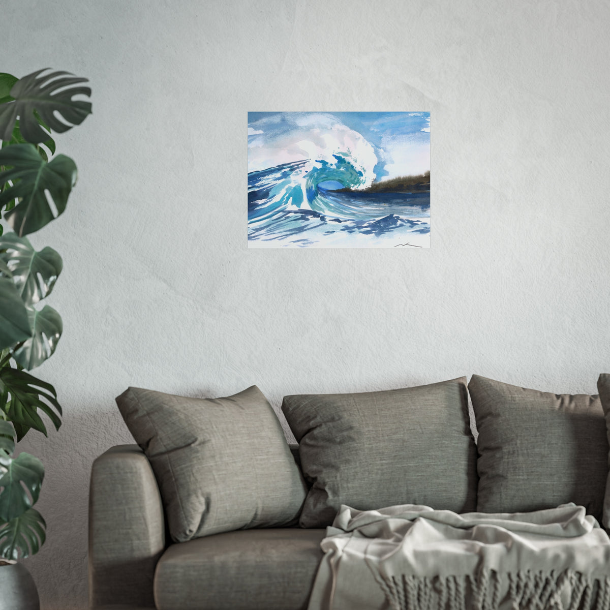 Ocean Wave Fine Art Poster — Watercolor Seascape Wall Art