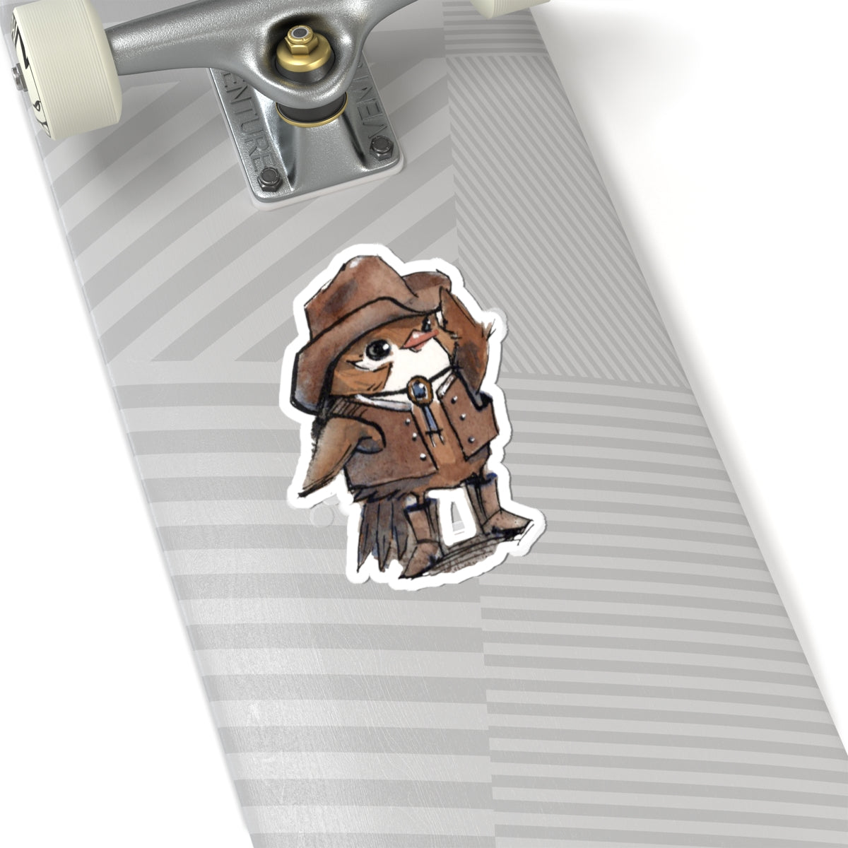 Cowboy Sparrow Kiss-Cut Sticker — Cute Western Bird Vinyl Decal