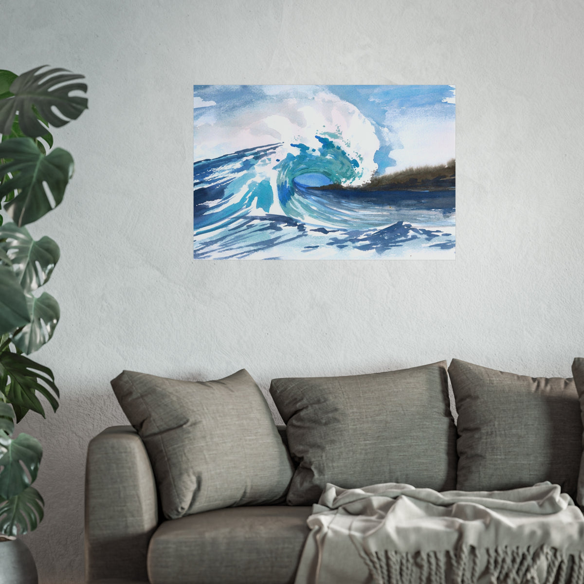 Ocean Wave Fine Art Poster — Watercolor Seascape Wall Art