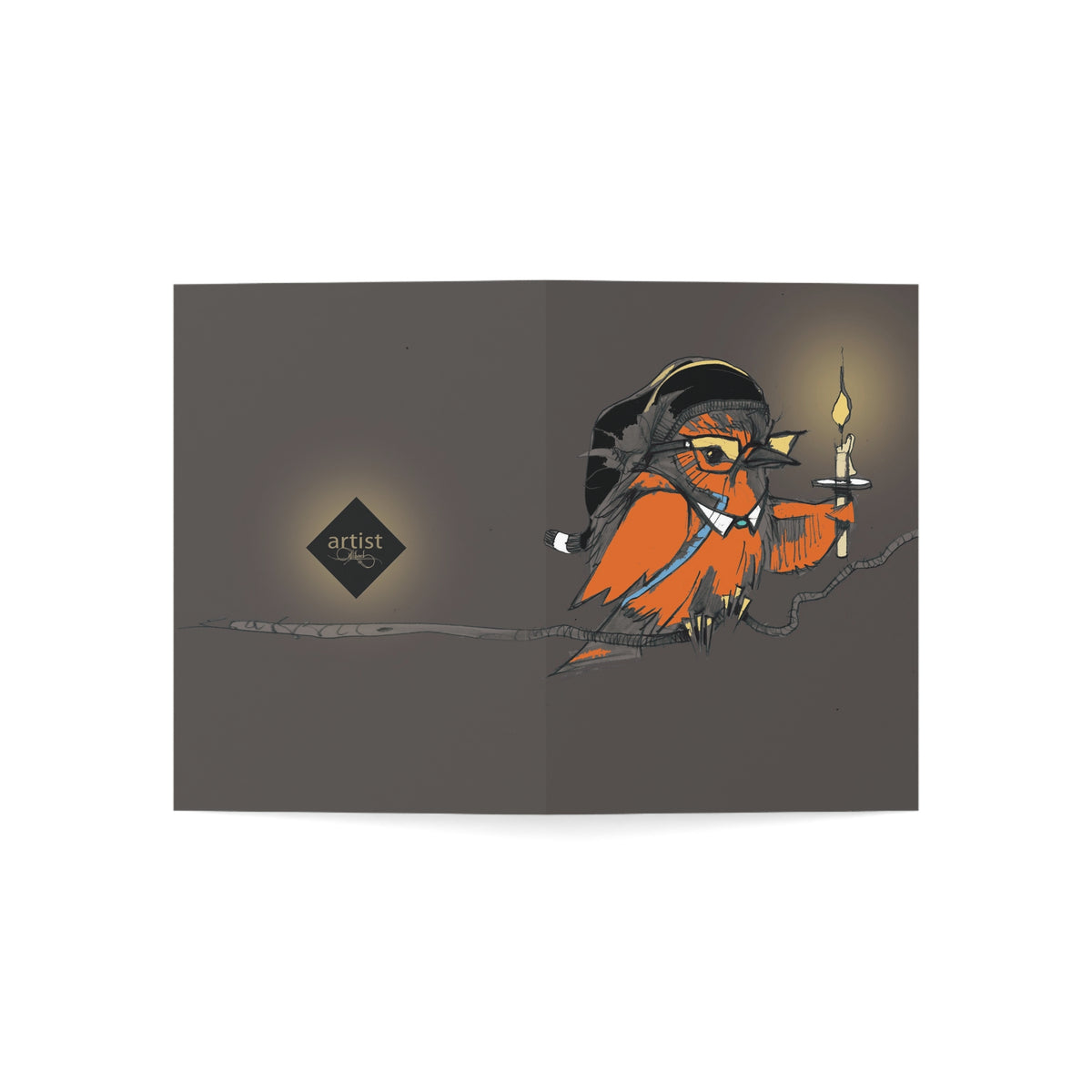 Gothic Owl Candle Greeting Card — Dark Cozy Halloween/Autumn Note Card (1, 10, 30, 50 pcs)