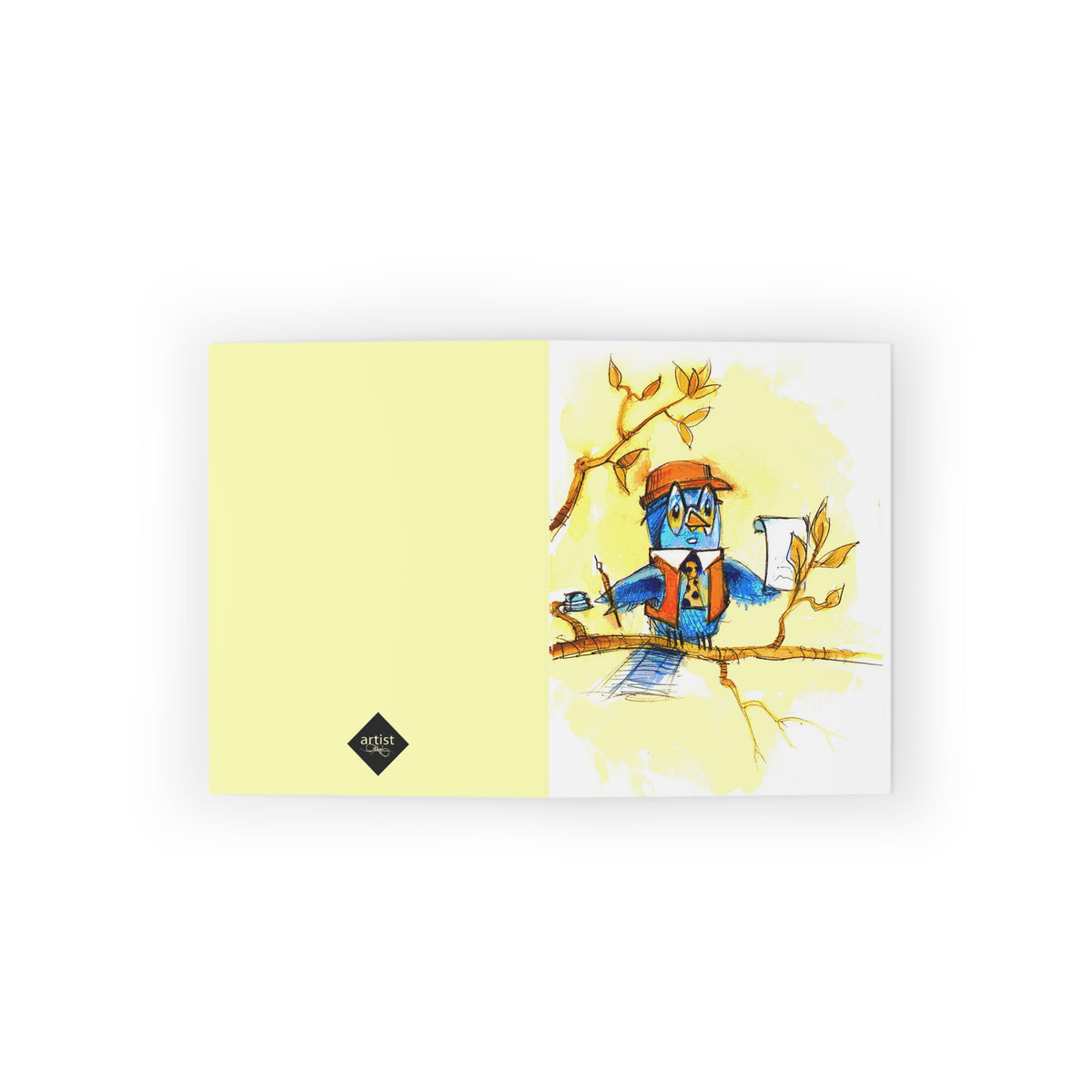 Writer Bluebird Greeting Cards — Hand-Drawn Bird on Branch Notecards