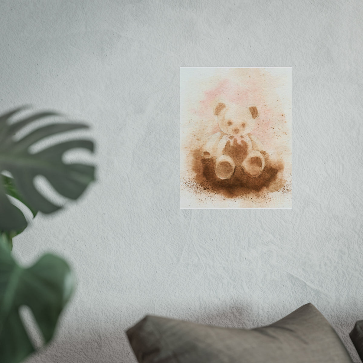 Teddy Bear Fine Art Poster — Soft Watercolor Nursery Wall Art