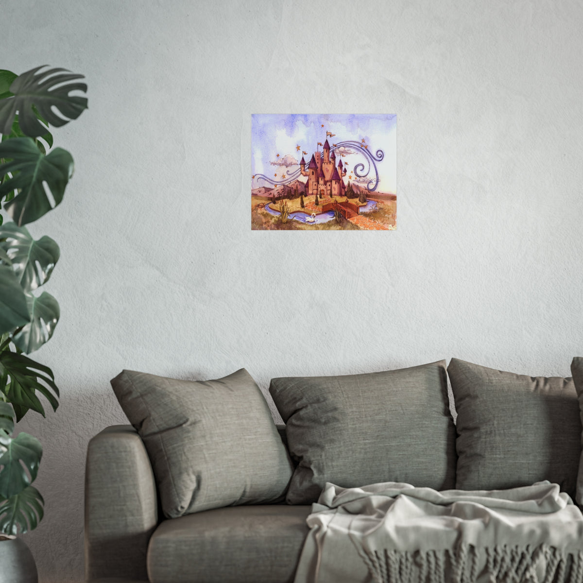 Fairy Tale Castle Fine Art Poster — Whimsical Watercolor Wall Art for Kids’ Rooms & Nursery
