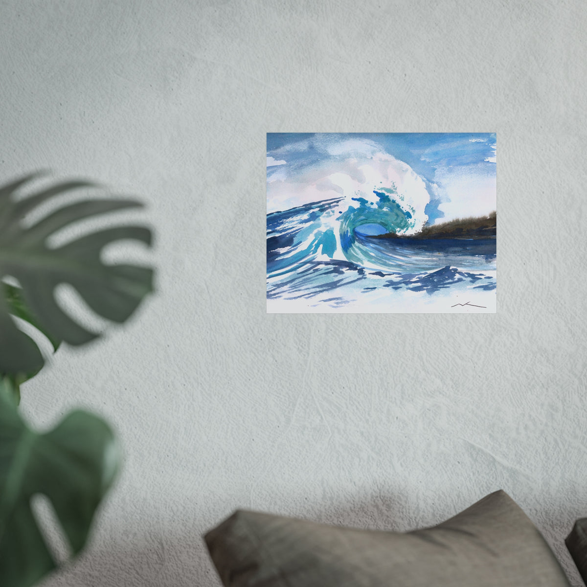 Ocean Wave Fine Art Poster — Watercolor Seascape Wall Art