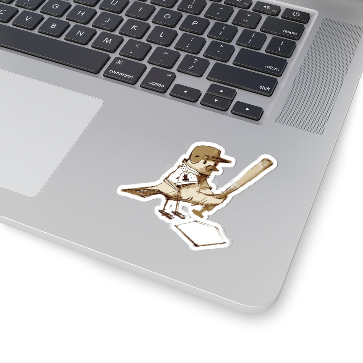 Baseball Bird Kiss-Cut Sticker — Vintage Batting Bird Sticker for Laptops, Water Bottles & Gear